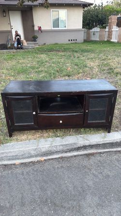 Free! Dark Wood TV Stand with Cabinet Storage