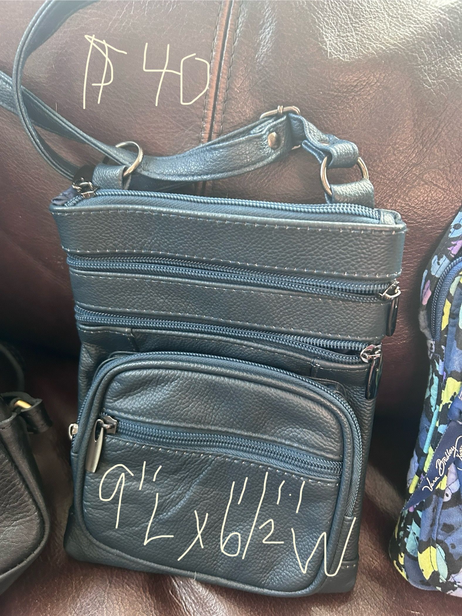 Blue Leather Travel Purse