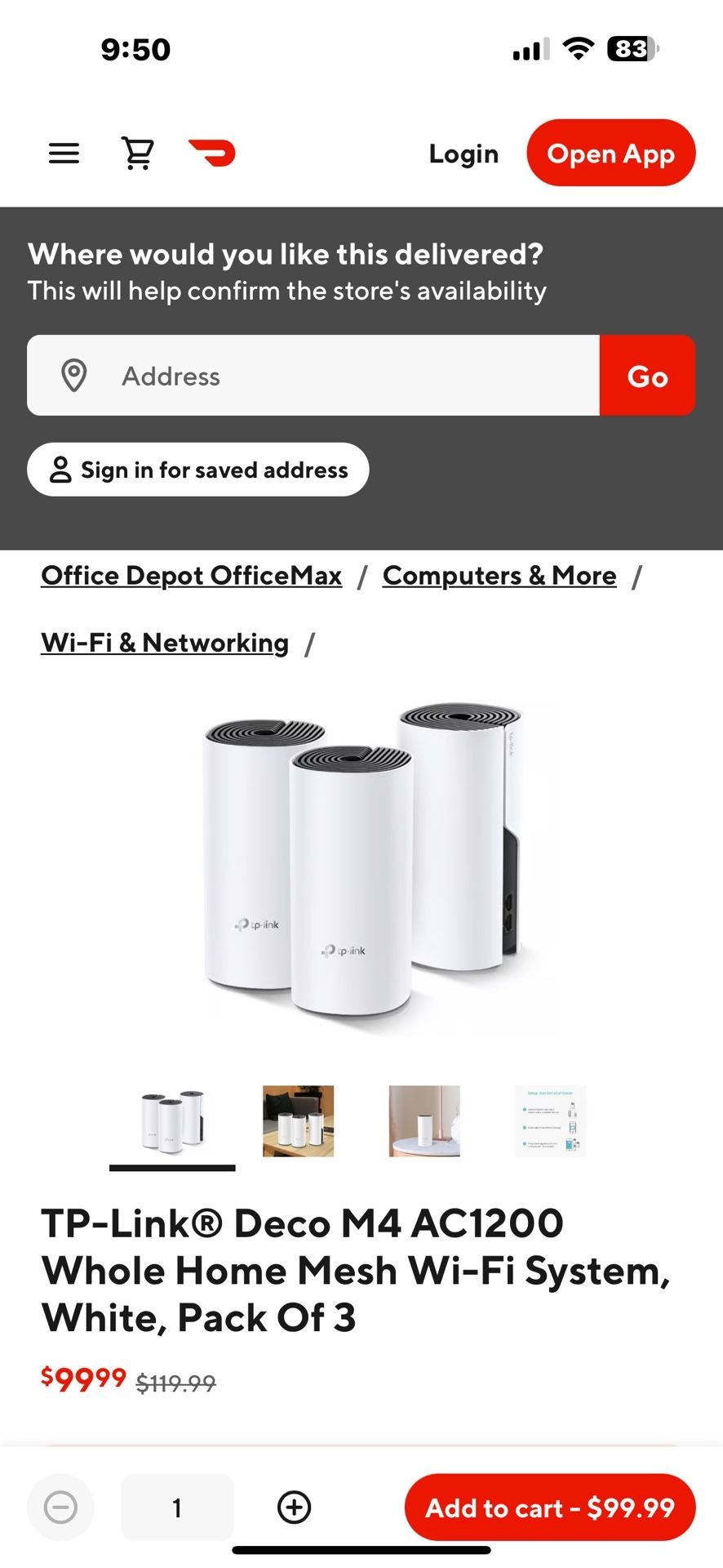 TP-Link® Deco M4 AC1200 Whole Home Mesh Wi-Fi System, White, Pack Of 3