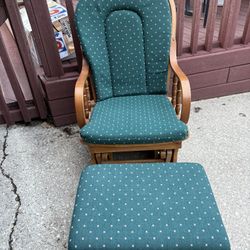 Vintage Wooden Rocker/Glider With Matching Gliding Ottoman