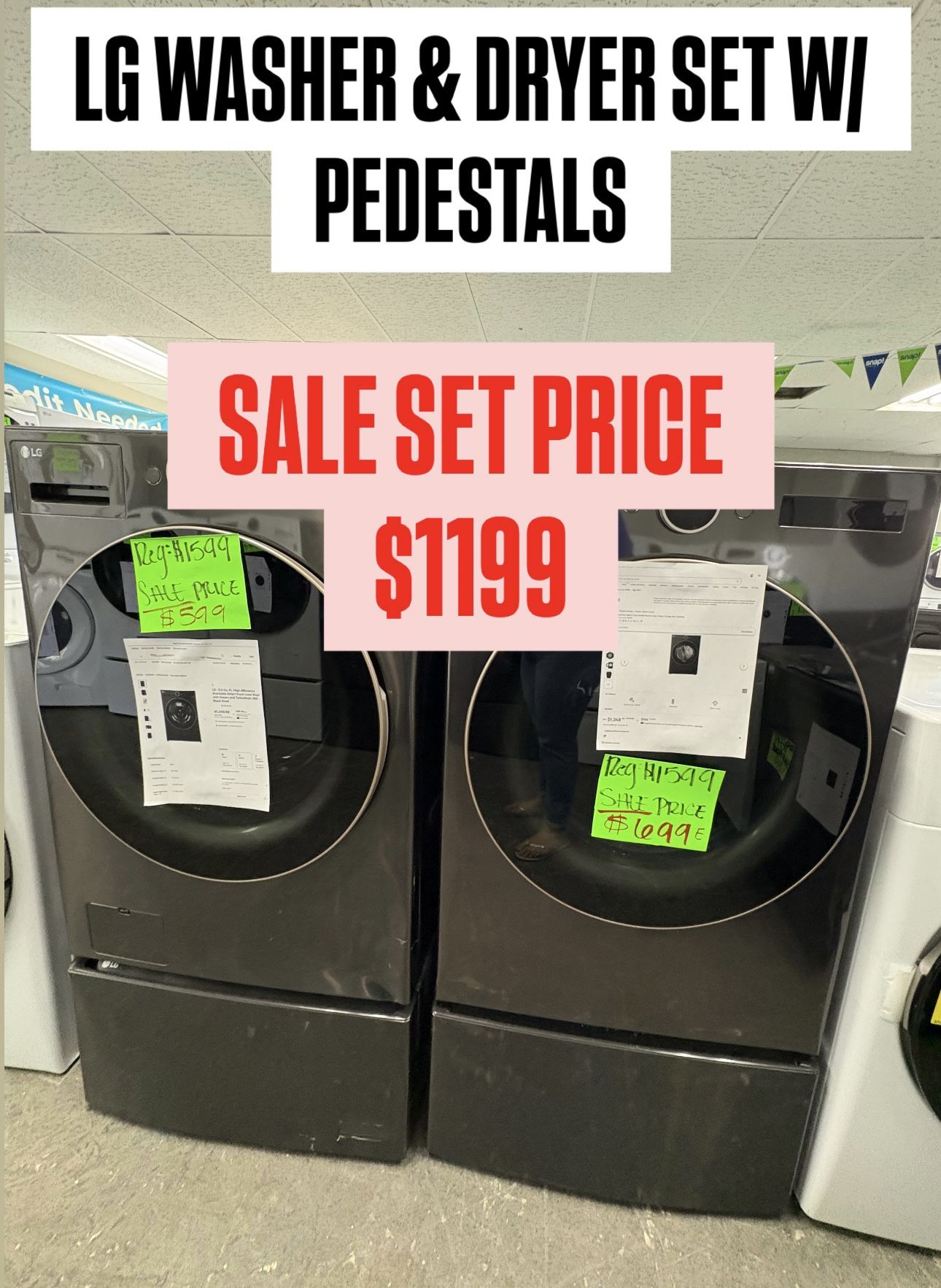 Lg Washer And Dryer Set With Pedestals