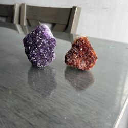 Amethyst And Citrine Cluster Pair