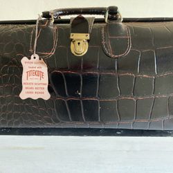 Brand new doctors satchel brown leather, alligator print