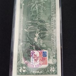 $2 Dollar  Bill 1976 serie L ( issue stamp at wrong size)