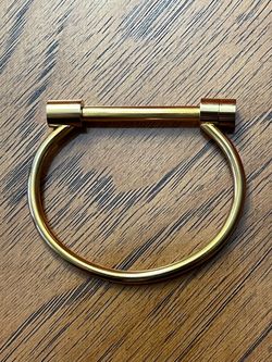 Gold Toned Screw Cuff Bangle Bracelet in Excellent Condition