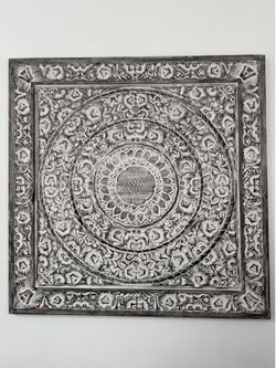 Large Hand-Carved Decorative Wall Panel – Boho / Coastal / Global Style