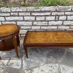 Leather Top Coffee and End Table
