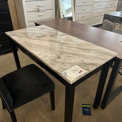 Faux Marble Desk With Black Velvet Chair