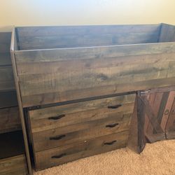 Trinell Brown Storage Steps Loft Bed And Trinell Brown Matching Dresser