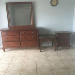 Wood Dresser Mirror Night Stand And Table
