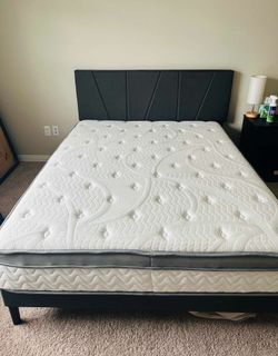 Zinus Grey Bed Frame and Firm Mattress