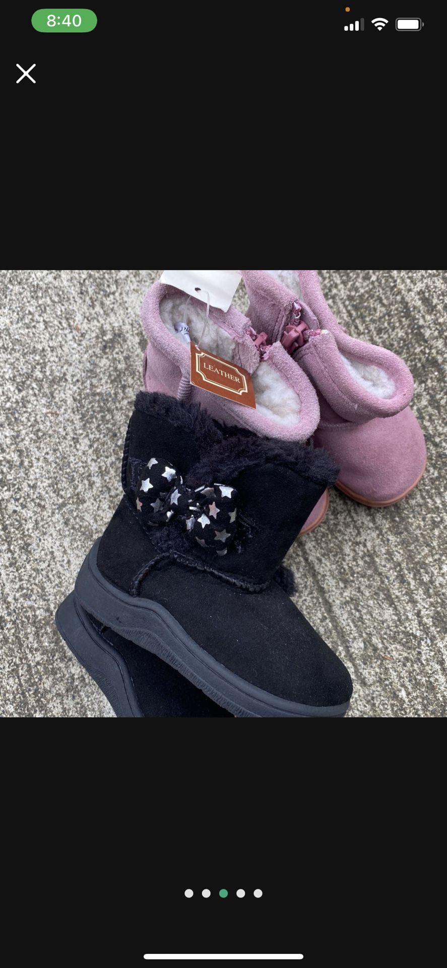 Brand New Baby Boots Pink Size 4 And Black Size 3 Both Pairs Never Been Used 