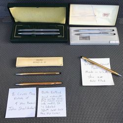 Lot 7 Vintage Gold, Chrome, Matte Cross Pens Mechanical Pencil Sets