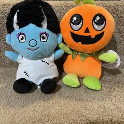 Halloween Plush Stuffed  scarecrow Pumpkin boy & Bride of Frankenstein