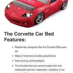 Corvette Toddler To Twin With lights BED