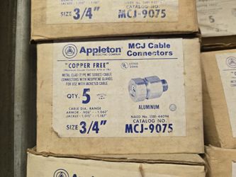 ALUMINUM 3/4" Appleton MCJ Cable Connectors 5 count