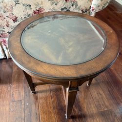 Wood Side Table Or End Table With Glass Top (2)