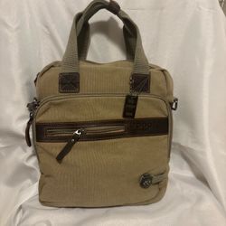 Troop London Double Handle Utility Tote Leather Trim Compass 12x11x5” Rare Find