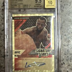 9.5 Gem Mint Gold 1of1 Auto Leon Edwards UFC 