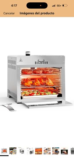 Parrilla de gas propano infrarrojo pequeña de 1500 °F – Asador portátil y estación de cerco, barbacoa de salamandra al aire libre con piedra para pizz