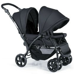 Infans Foldable Double Baby Stroller Lightweight Front & Back Seats Pushchair Black

