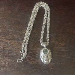 .999 Silver Byzantine with Olmec Moldavite 