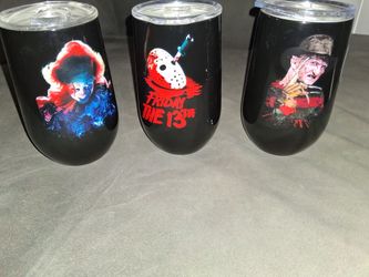 ALL 3 BRAND NEW  INSULATED WINE CUP HORROR MOVIE CUPS  FOR ONLY  $45.00