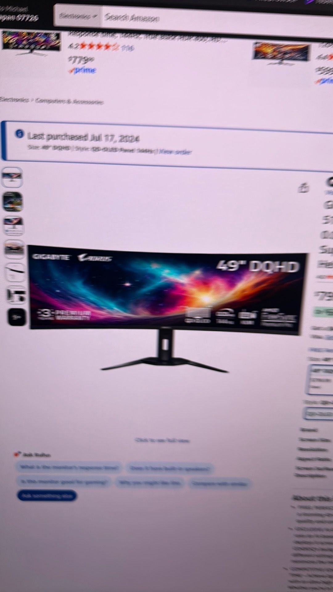 Gigabyte Aorus CO49DQ 49” OLED Display