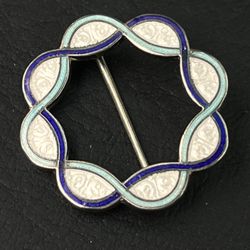 Beautiful Hallmarked Sterling Silver Guilloche Brooch Pin 