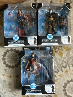 DC multiverse action figures, Superman-wonder woman and robin king $20 each or $50 for all 3