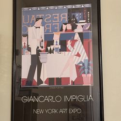 Vintage GIANCARLO IMPIGLIA 'Dinner For Two' RARE 'ART EXPO NEW YORK 87'