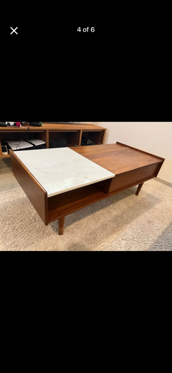 West Elm Mid-Century Marble Pop-Up Coffee Table
