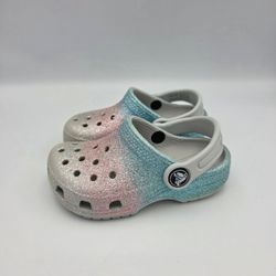 CROCS Classic Glitter Toddler Girls Size C7 Pink Blue Silver Clogs 7