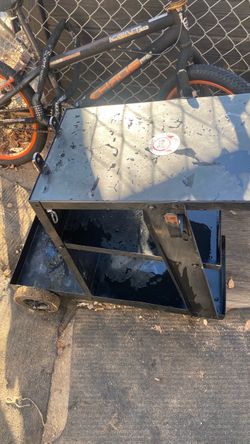 Black Metal Welding Cart on Wheels