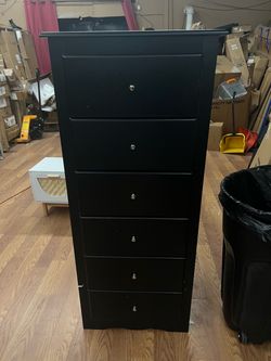 Black 6-Drawer Tall Dresser