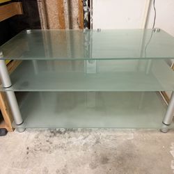 3 Tier Fogged Glass Entertainment Center 