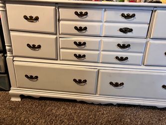 White Wood Dresser with Brass Handles