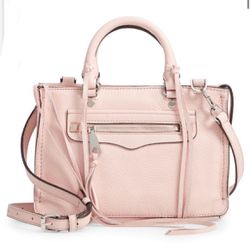 Rebecca Minkoff Regan PINK purse satchel bag tassel zipper crossbody LEATHER euc   Fabulous! EUC.   Appx measurements:  10.25 l  4 w  9 d   Black lini
