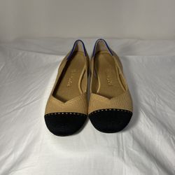 Rothy's Women’s US 5 Ballet Flats Camel Tan Captoe Textile Square loafer 