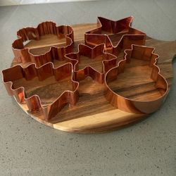 5 Large Copper Christmas Cookie Cutters. 