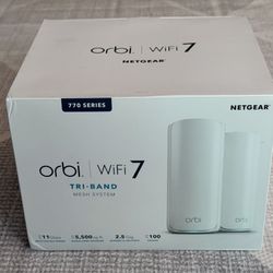 Like New - NETGEAR Orbi 770 Series Tri-Band WiFi 7 Mesh Network System (RBE772) - Router + 1 Satellite Extender, Up to 11Gbps, Covers up to 5,500 sq.f