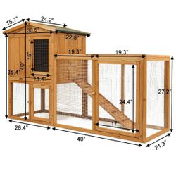 66” Wooden Chicken Bunny Rabbit Hutch Hen Cage