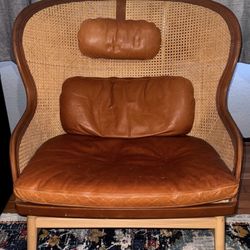 Gärsnäs Dandy Easy Chair – Scandinavian Modern  Leather & Wicker