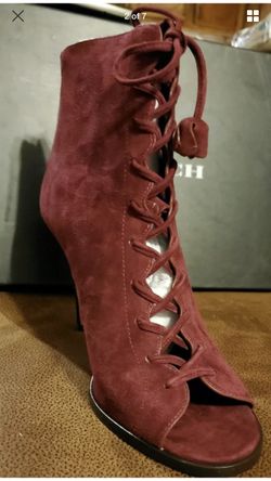 New COACH WOMENS SHOES LENA LUX SUEDE BURGANDY HEELS SIZE 8.5 M NEW OPEN BOX