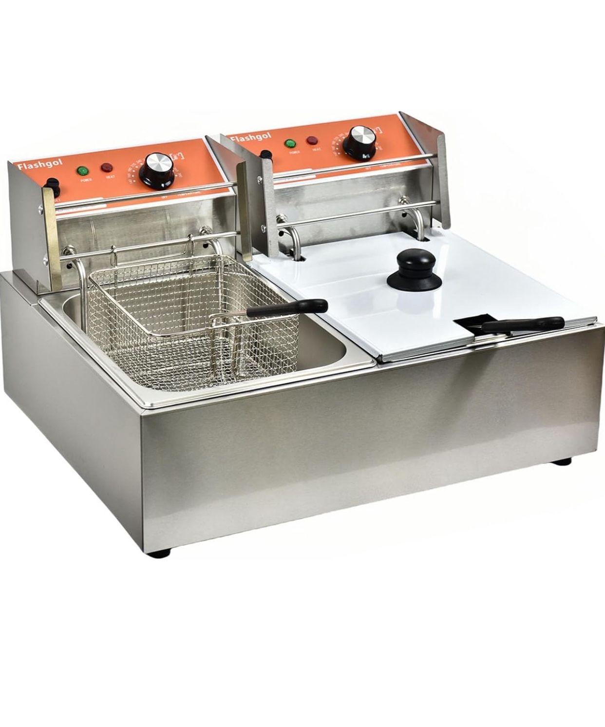 Commercial Deep Fryer with Basket 6-12L Capacity Adjustable Temperature and Timer Stainless Steel With lid Suitable for home/commercial/camping/outdoo