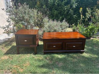 WOOD Lift Top Coffee Table With Storage & MATCHING End Table Set