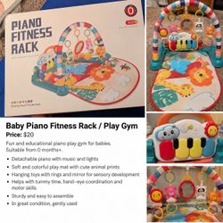 Baby Piano Fitness Rack / Activity Play Gym with Hanging Toys & Play Mat