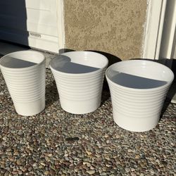 Three Ceramic Flower Pots