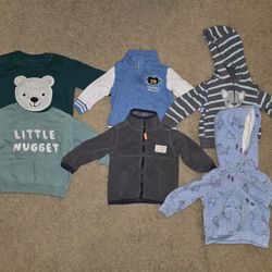 Baby Boy Clothes Size 6 Months Bundle of Rompers, Sweaters, Vests, & Jackets, etc.