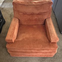 Mid century Modern Burnt Orange Velvet Chair - Comfortable & Chic